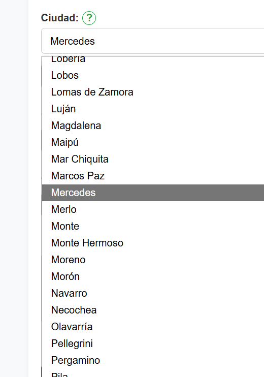 Conexión por ciudades